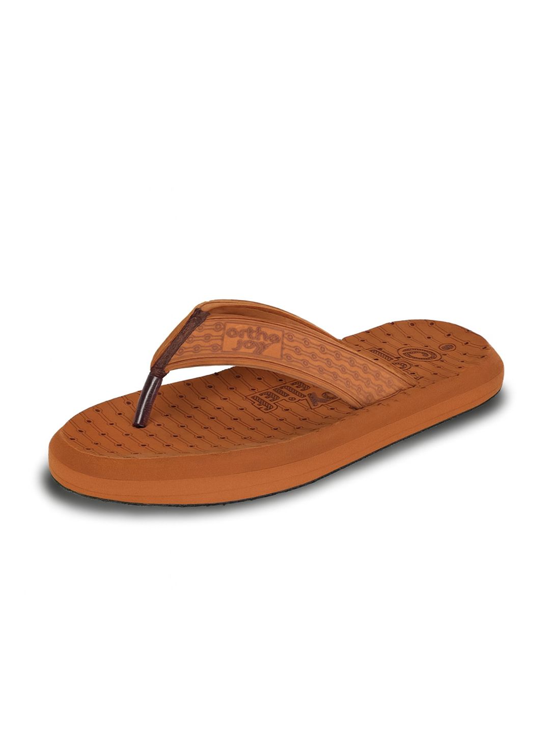 ORTHO JOY Men Brown Printed Rubber Thong Flip-Flops