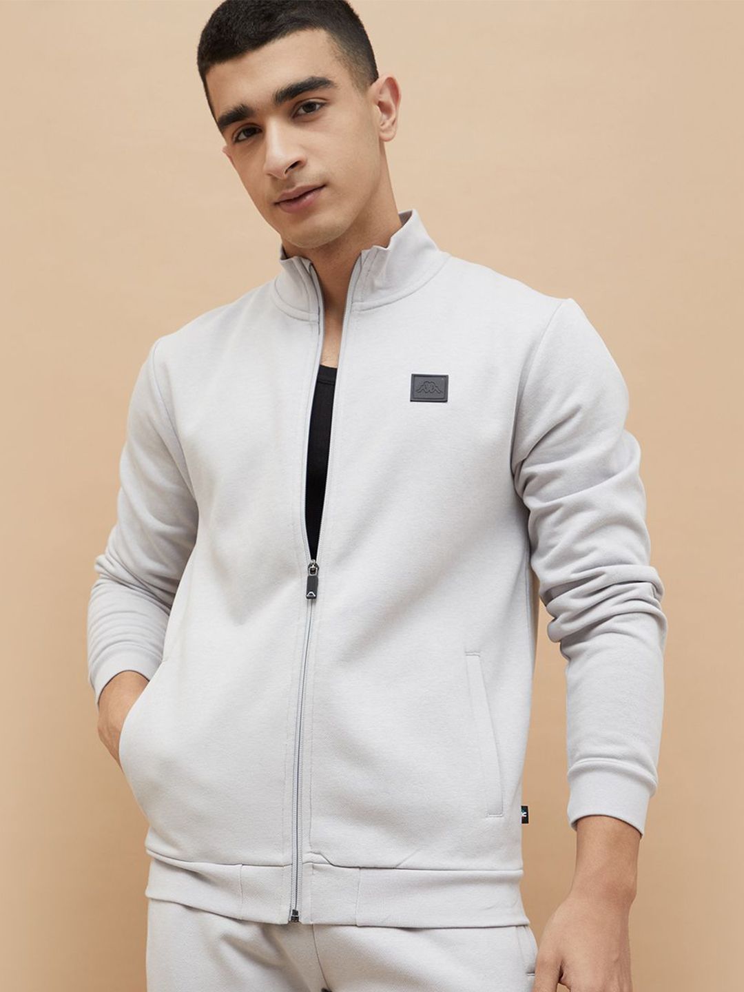 Kappa Men Solid Mock Collar Sweatshirt