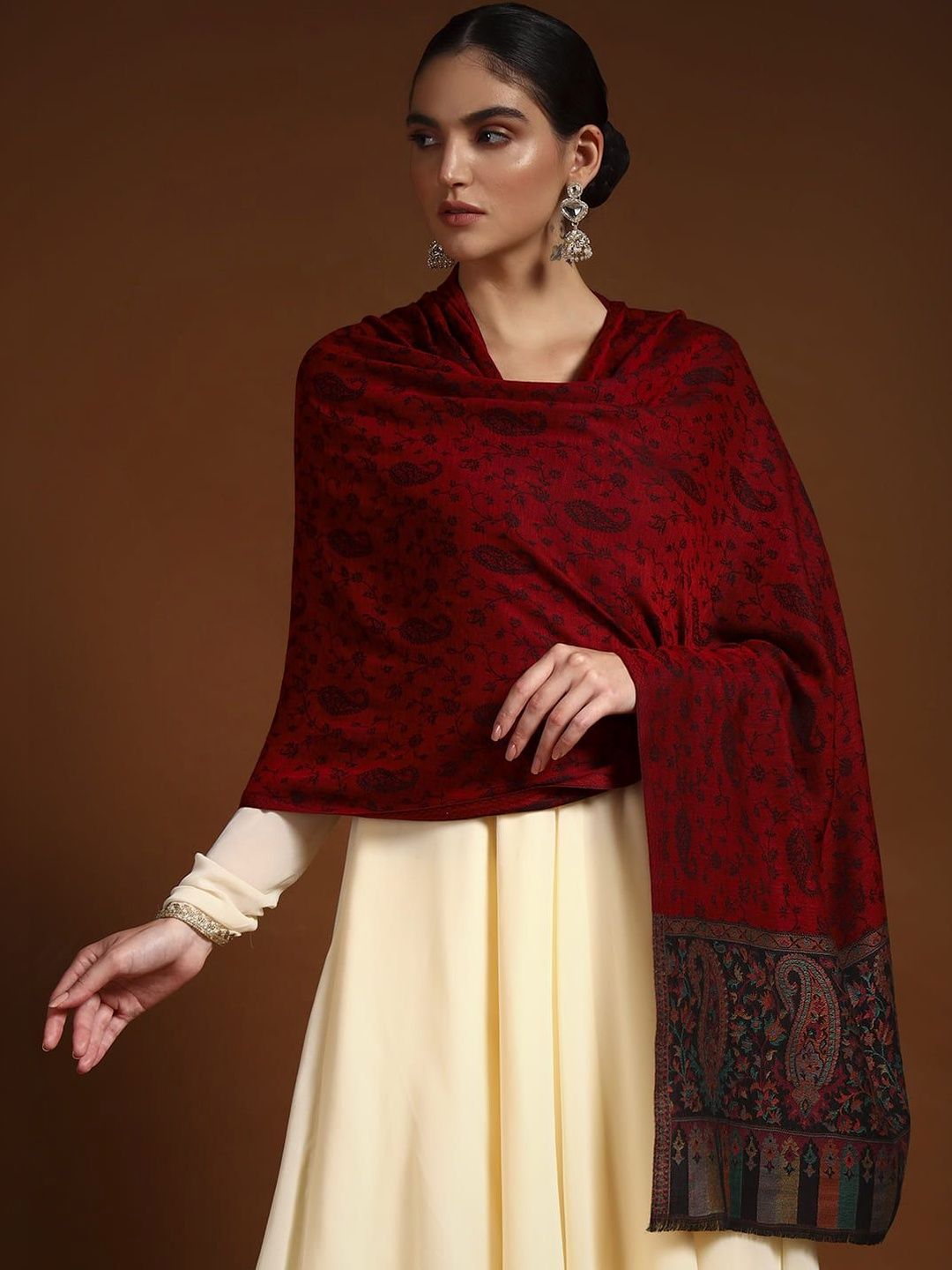 Pashmoda Women Abstract Woven Design Shawl