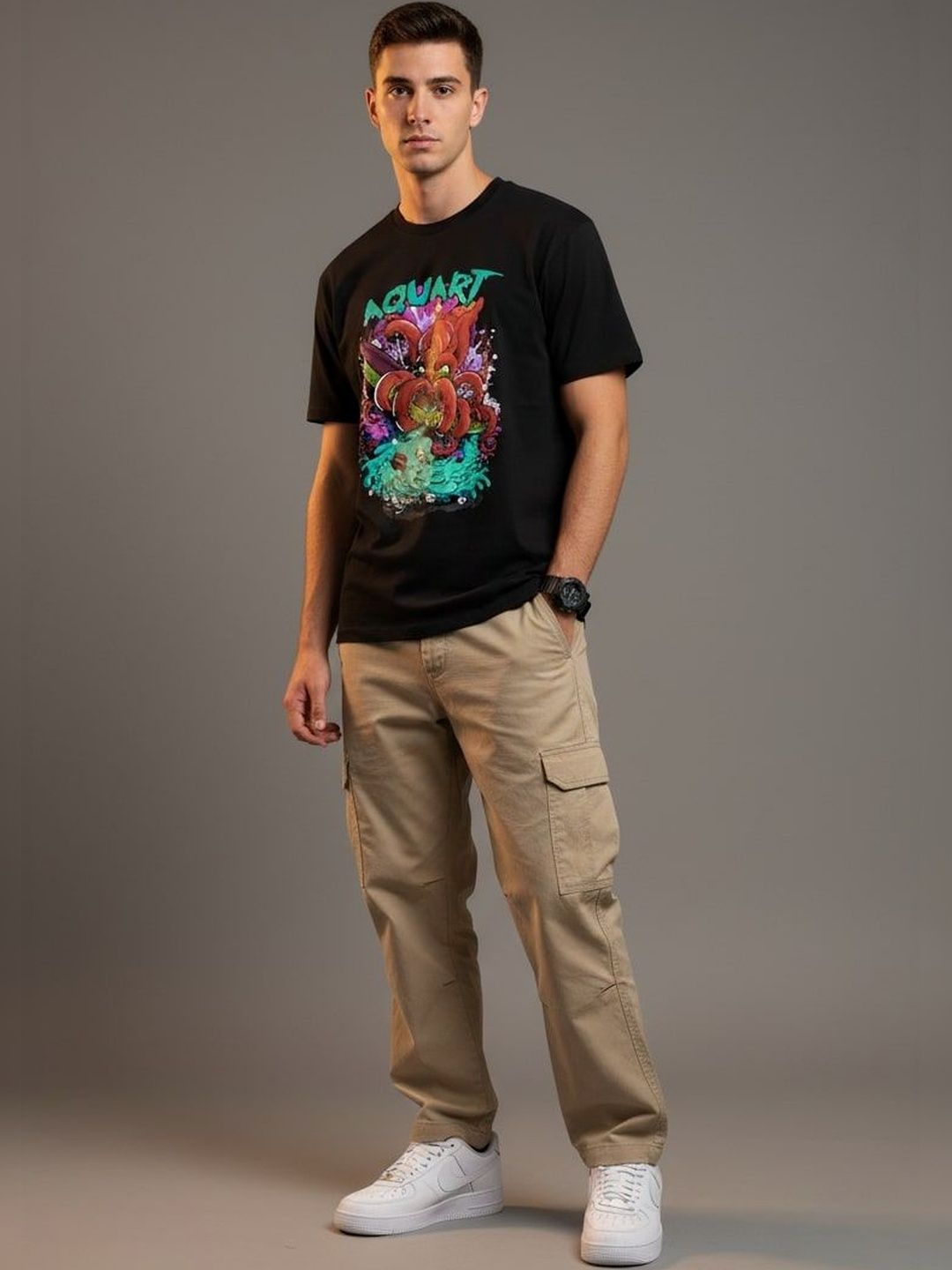 OUTLAWS Men Printed Pure Cotton Regular Fit T-shirt