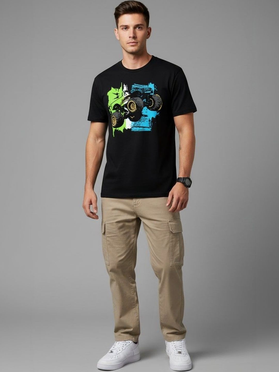 OUTLAWS Men Graphic Printed Pure Cotton T-shirt