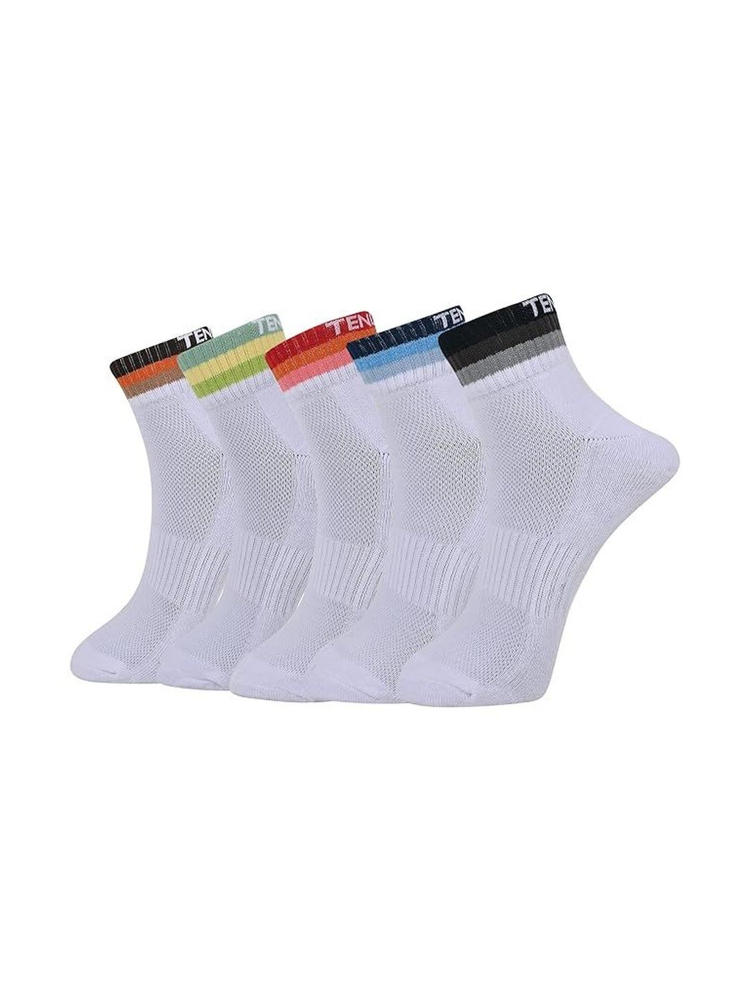 TENDSY Striped Pack of 5 Ankle Length Socks