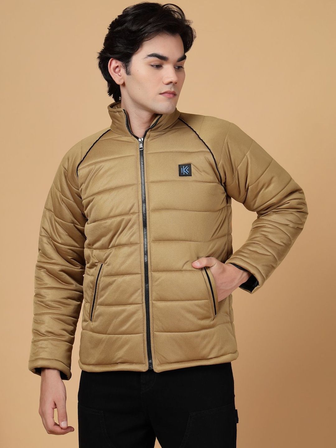 KLOTTHE Yellow Stand Collar Heavy Bomber Jacket