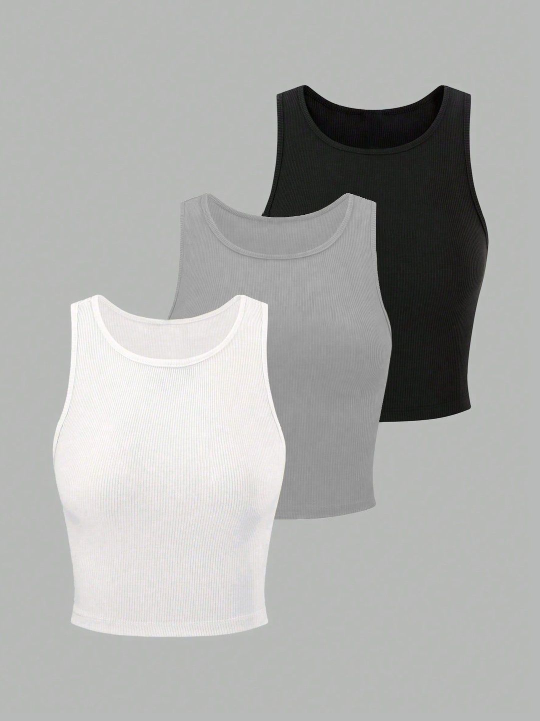 Buy TOOCHKI Pack Of 3 Ribbed Sleeveless Tank Crop Top - Tops for