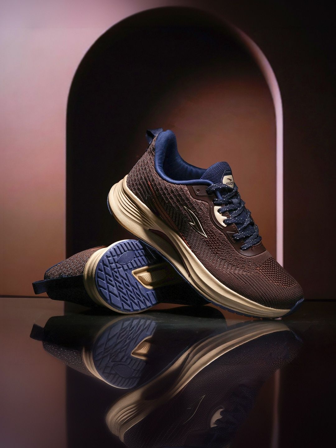 ASIAN Men Brown Mesh Non-Marking Running Sports Shoes