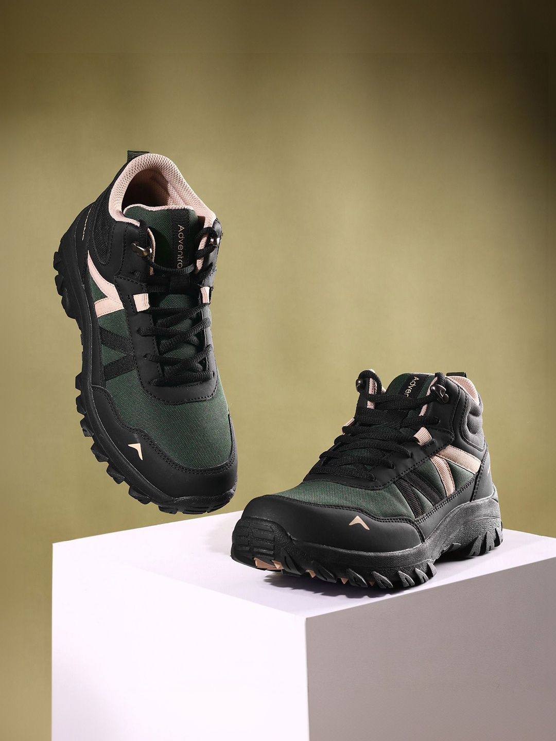 Adventra Sports Men Green Mid-Ankle NWP Hiking Outdoor Trekking Comfort Shoes