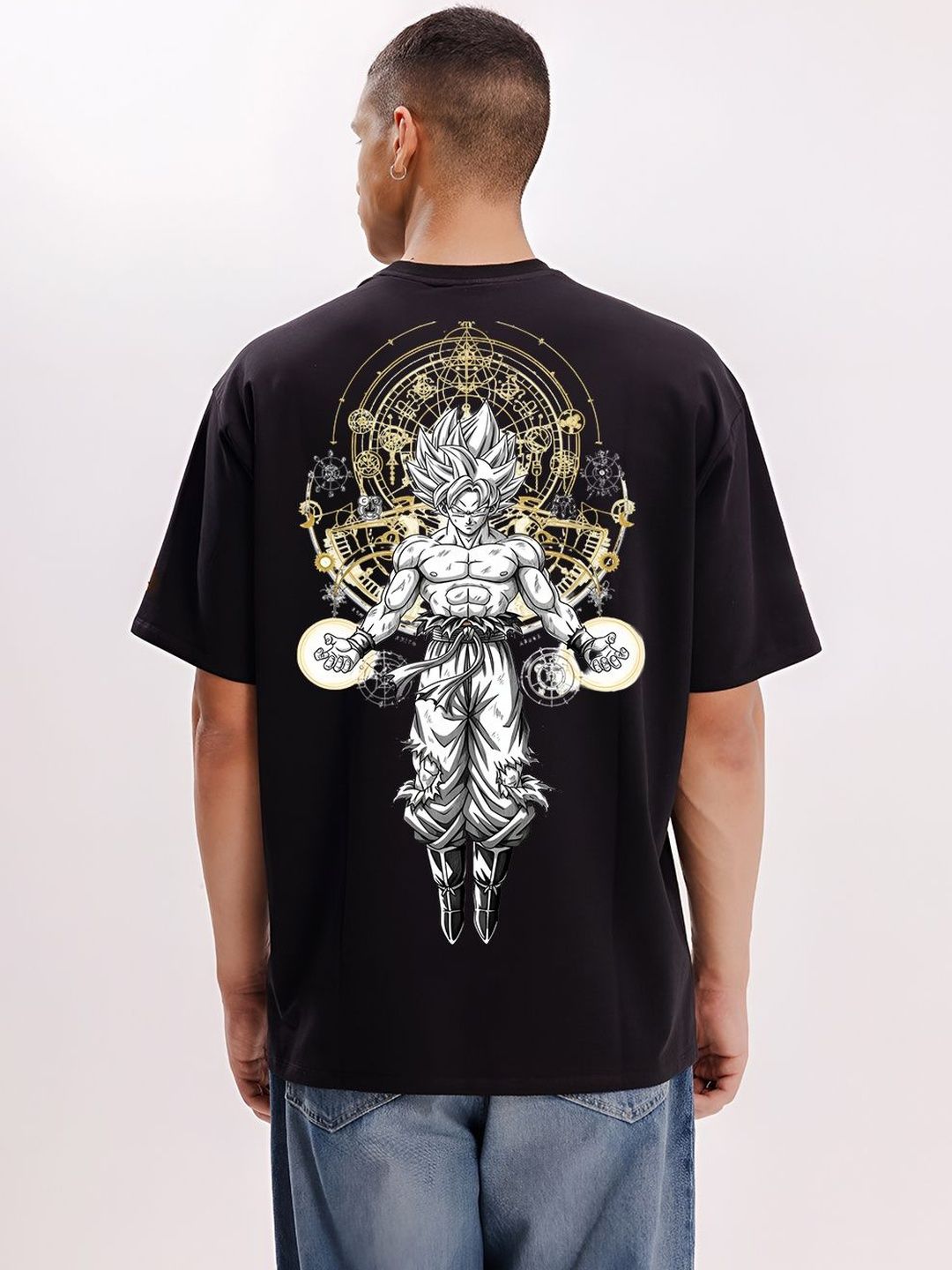BDSQUARE Men Printed Drop-Shoulder Sleeves T-shirt