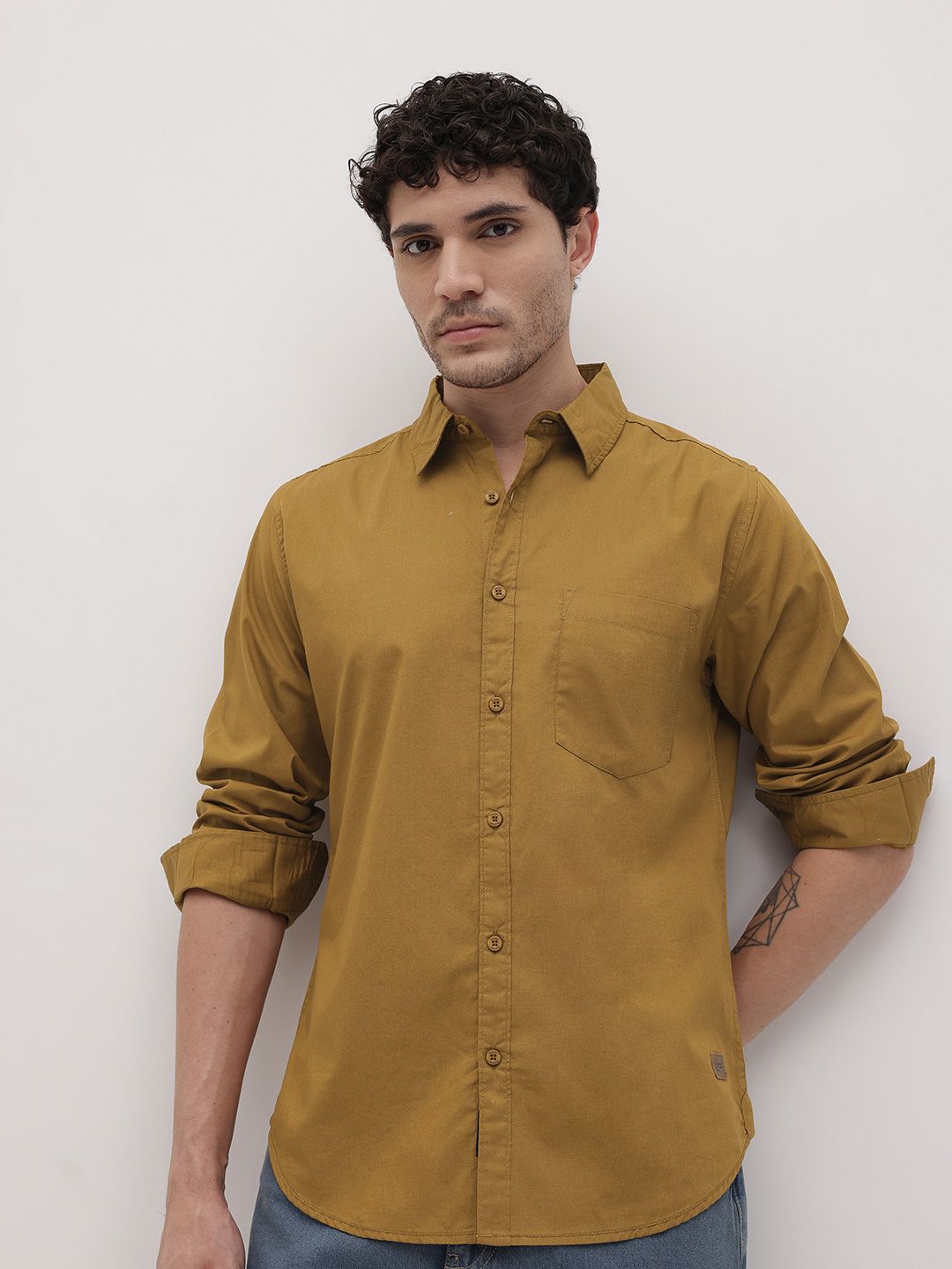 The Roadster Life Co. Pure Cotton Spread Collar Casual Shirt
