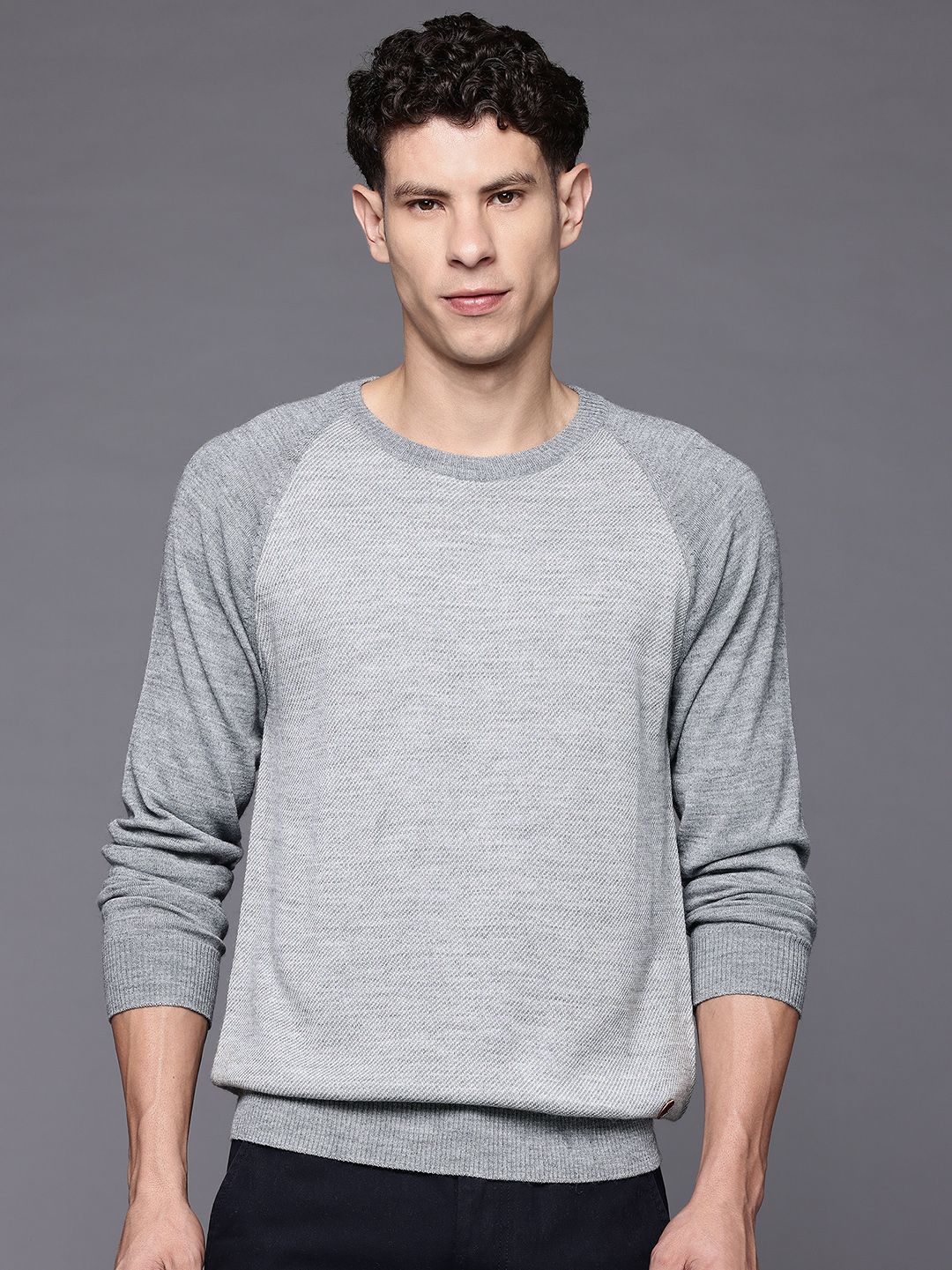 Raymond Round Neck Raglan Sleeves Colourblocked Pullover