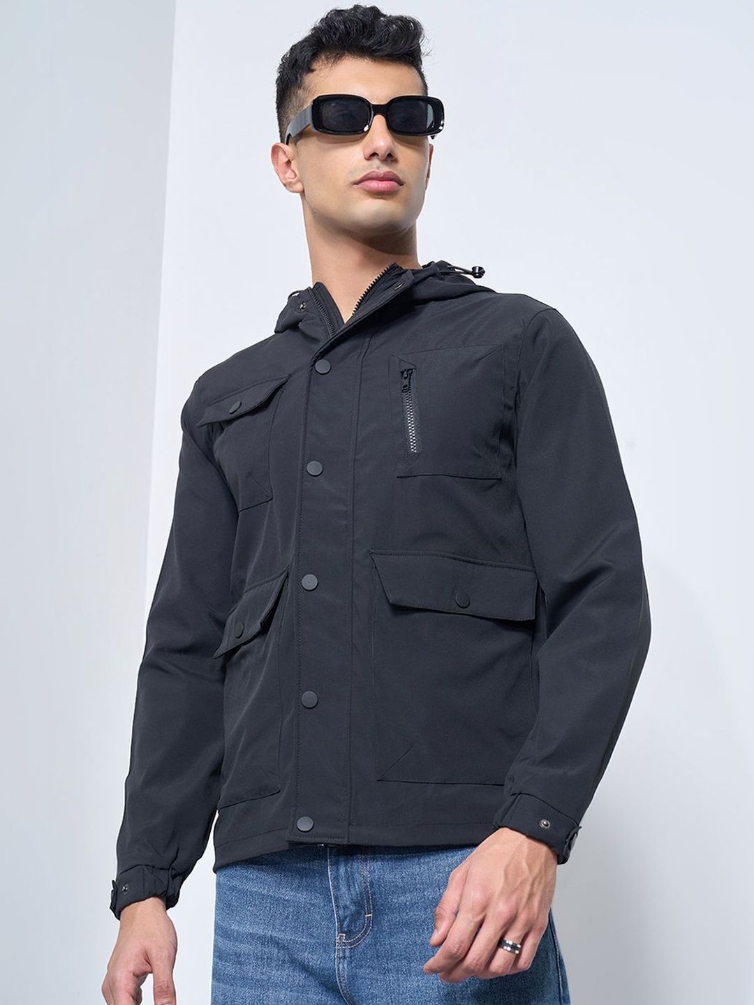 SF JEANS by Pantaloons Men Hooded Solid Parka Jacket