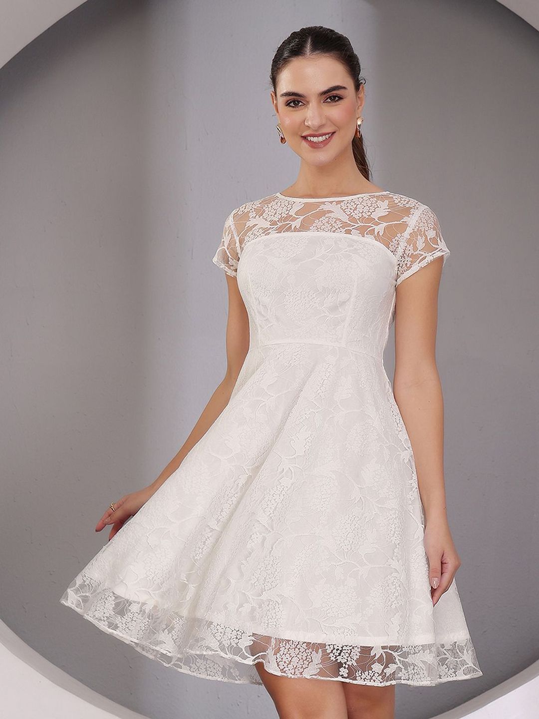 chinese dress ladies Shop Best White Gathered Lace Dress for Women Online Order Now at JOVI India