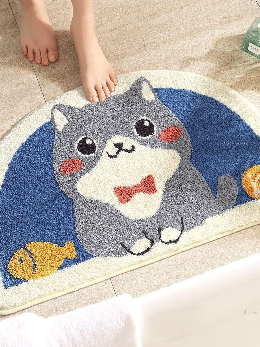 Homio Catfish Blue & Yellow Anti-Slip 2000GSM Bath Rug