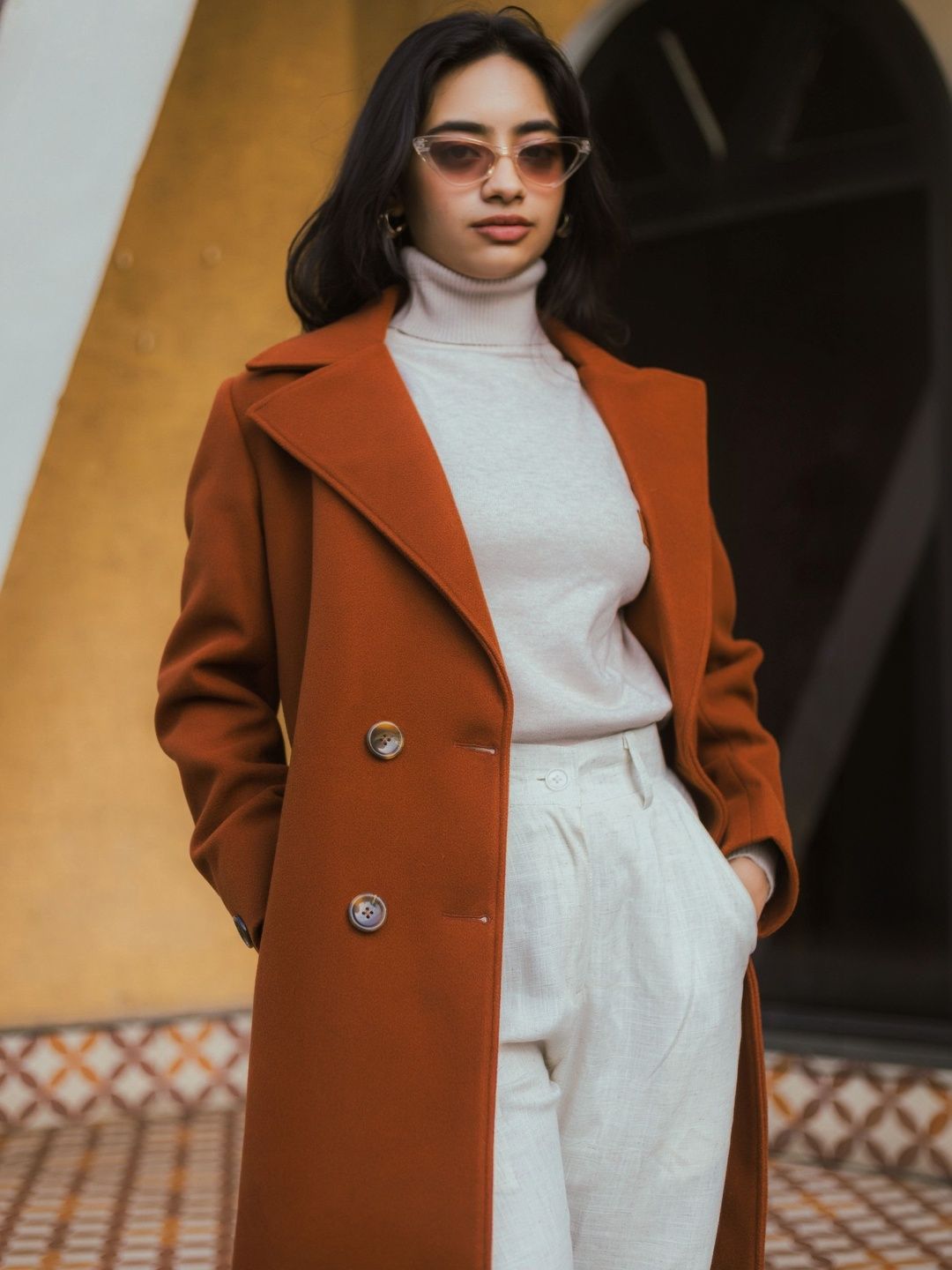 Buy JAVINISHKA Double Breasted Ankle Length Trench Coat - Coats