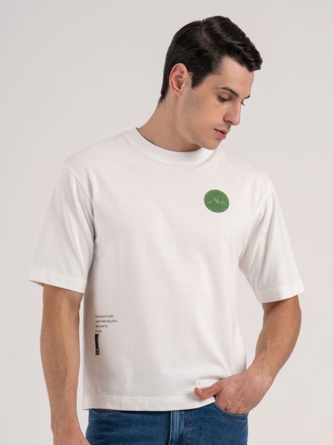 Red Tape Men Typography Printed Round Neck Oversized T-shirt