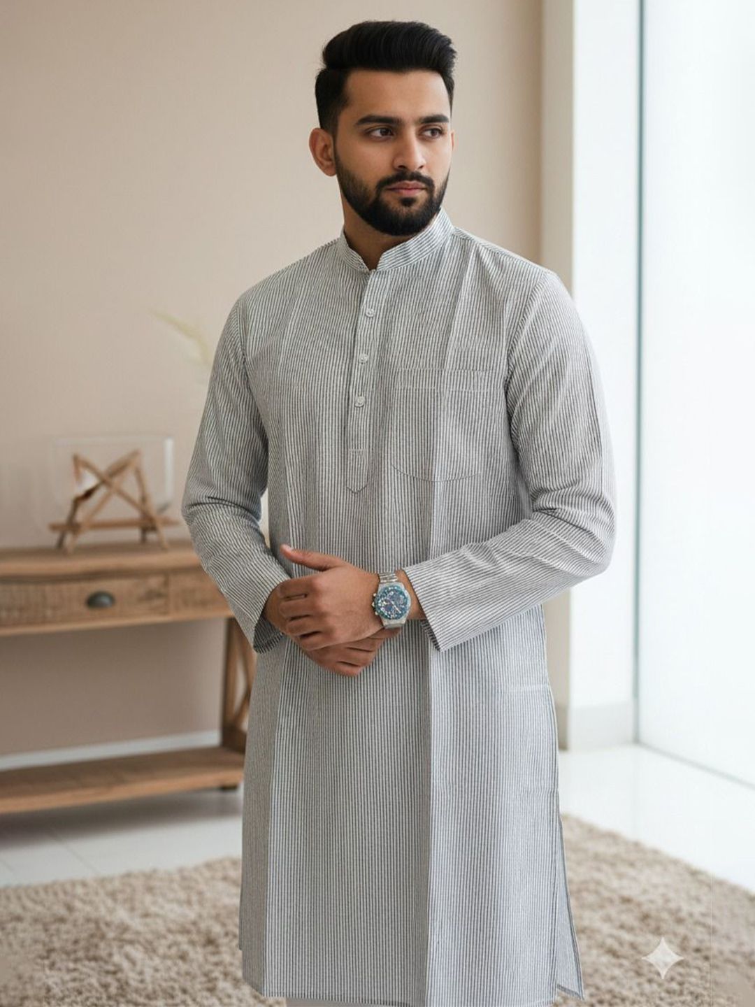 Adnika collection Men Striped Kurta