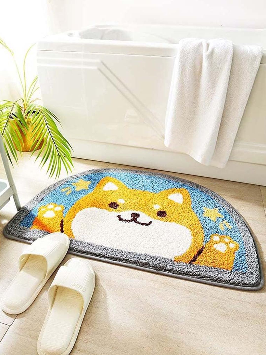 Homio Yellow & Blue Anti-Slip Microfibre 2000GSM Bath Rug