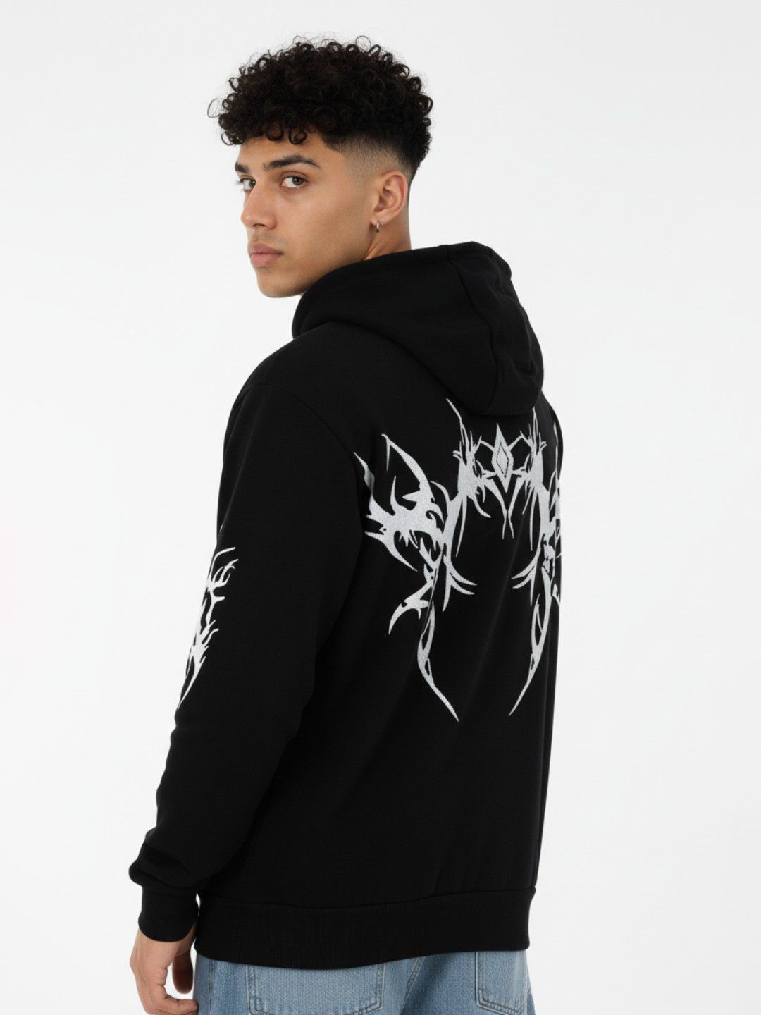 glitchez Abstract Printed Hooded Sweatshirt