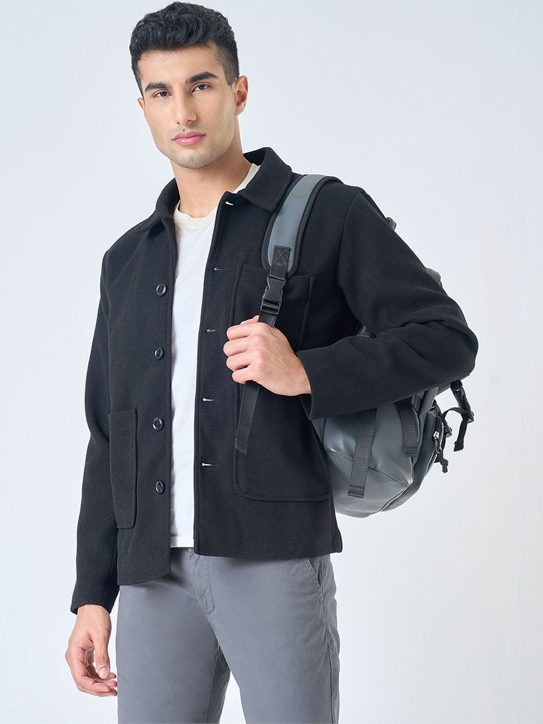 Peregrine by Pantaloons Men Spread Collar Solid Tailored Jacket