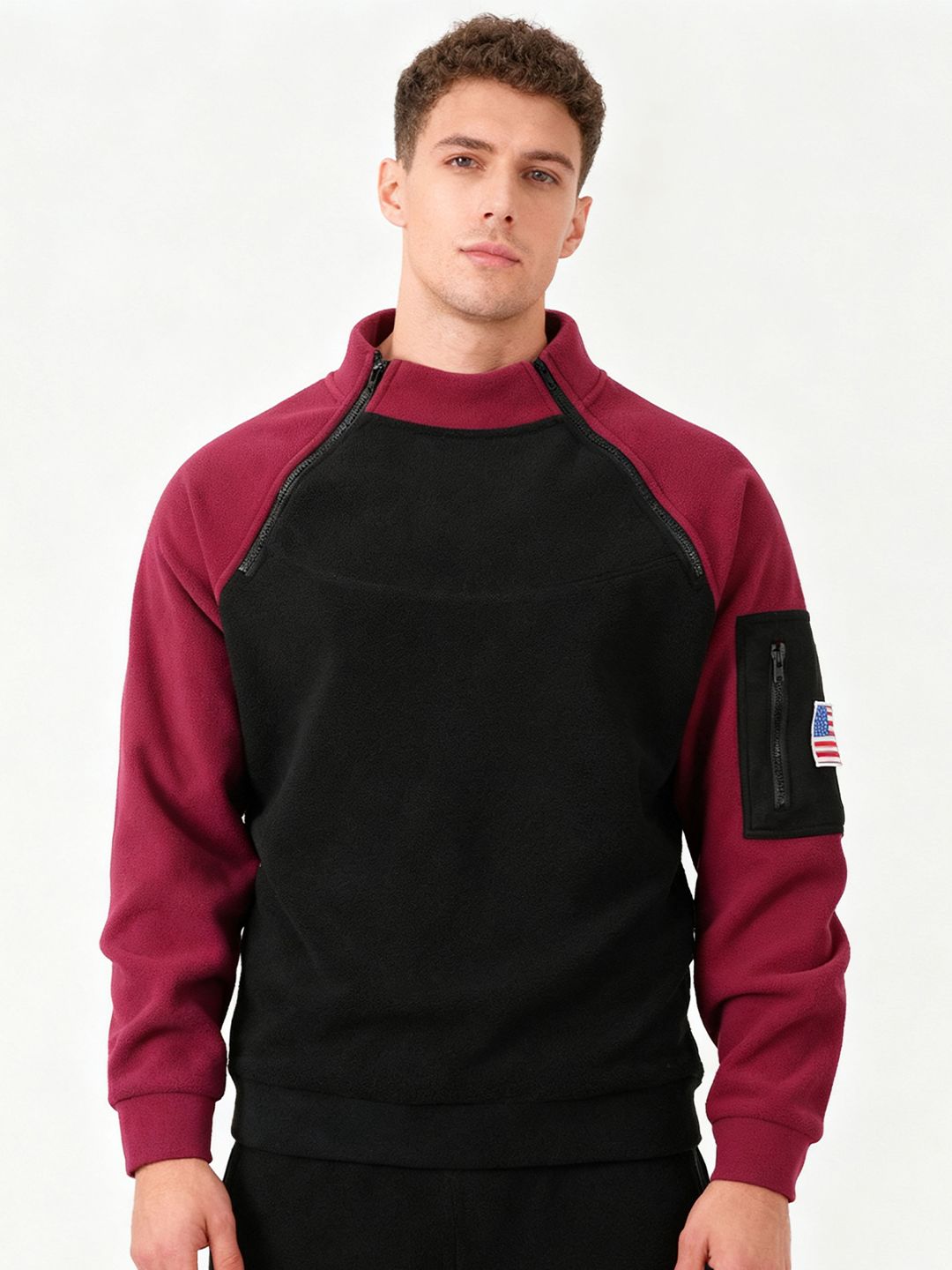 StyleCast x Revolte StyleCast x Revolte Colourblocked Long Sleeves High Neck Pullover Sweatshirt