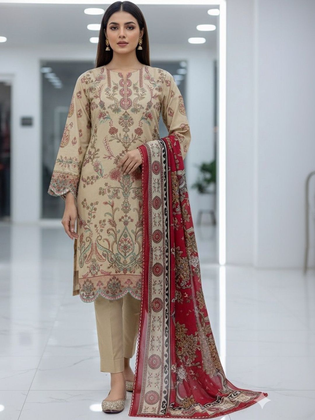 Silakaari Printed Pure Cotton Unstitched Dress Material