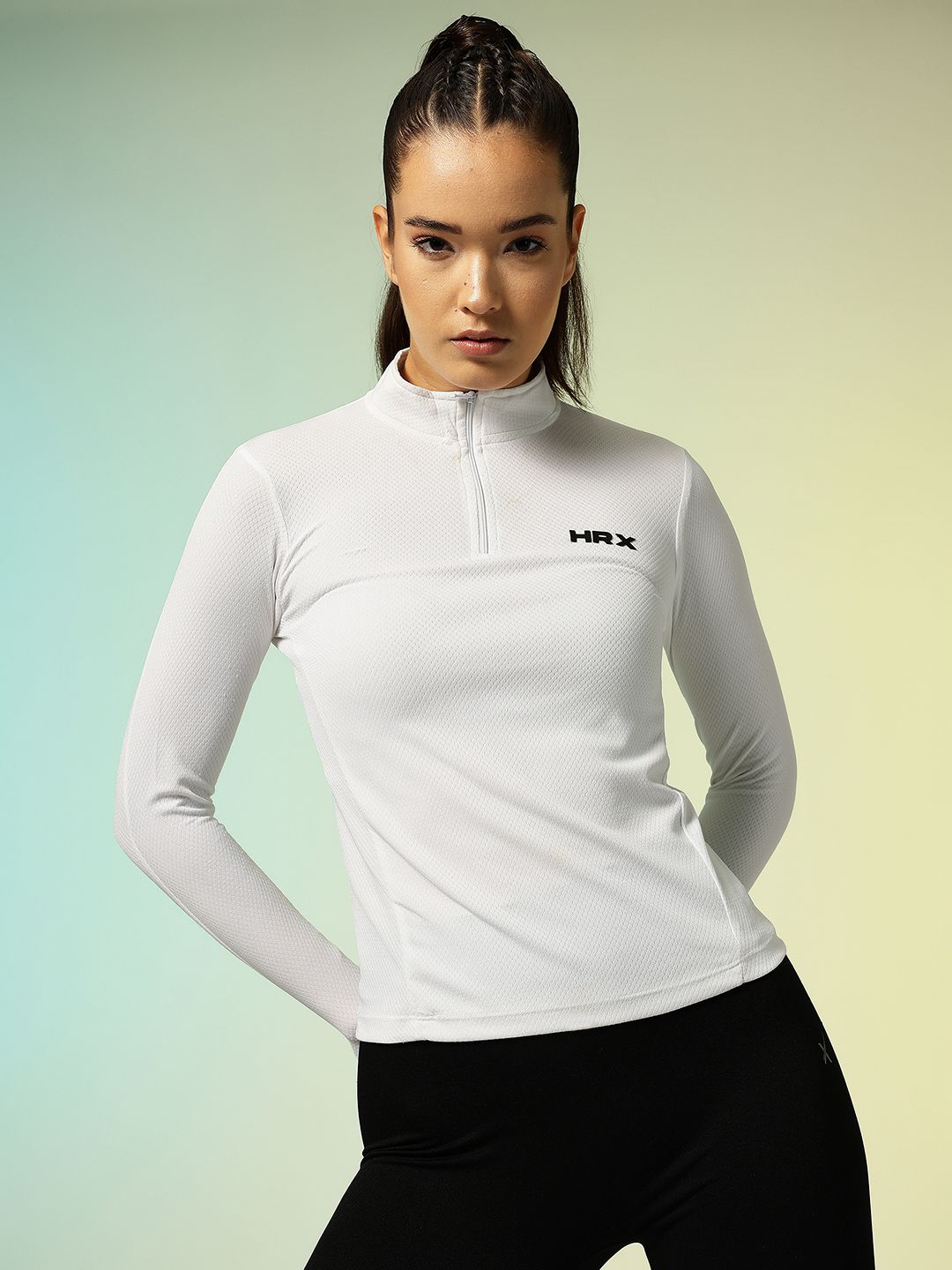 HRX by Hrithik Roshan Textured Mock Collar T-shirt