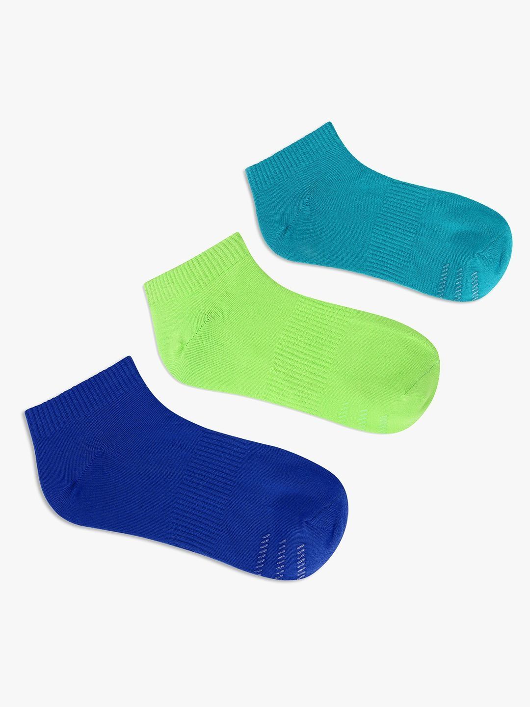 TOFFCRAFT Pack of 3 Cotton Striped Ankle Length Socks