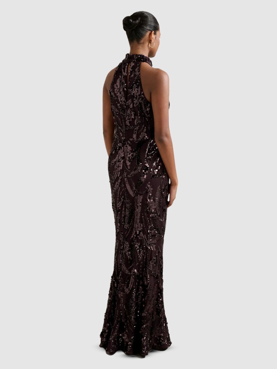 Embellished Halter Neck Sheath Maxi Dress
