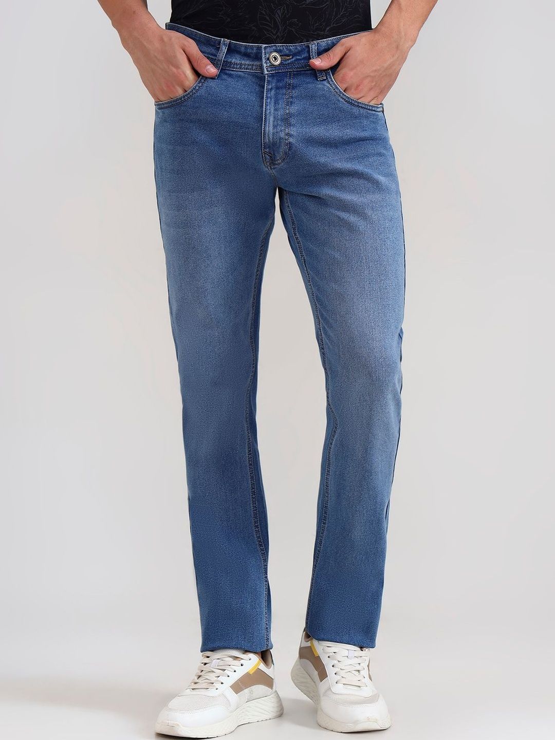 Greenfibre Men Slim Fit Mid-Rise Cotton Light Fade Non Stretchable Jeans