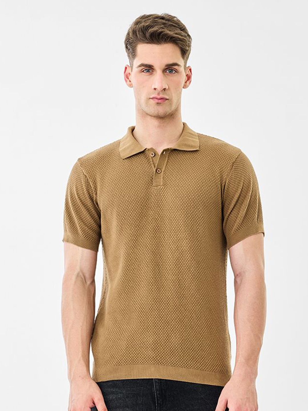 Snitch Men Polo Collar Drop-Shoulder Sleeves T-shirt