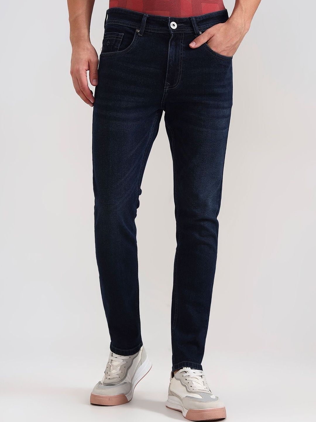 Greenfibre Men Slim Fit Mid-Rise Light Fade Stretchable Jeans