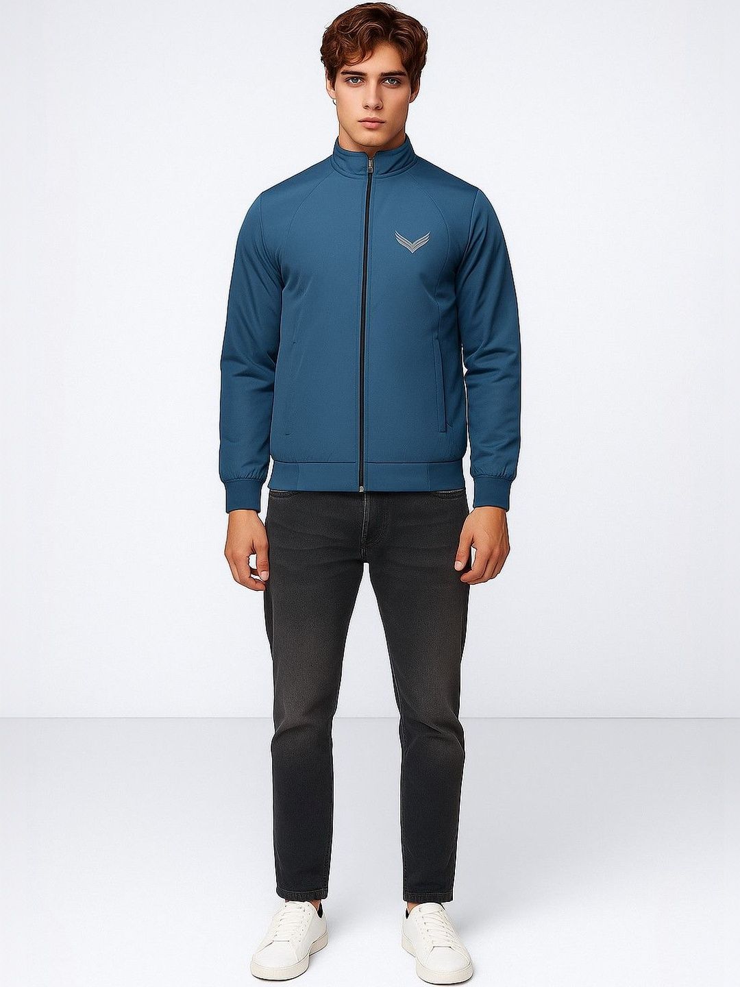 TAZO Men Mock Collar Solid Lightweight Sporty Jacket