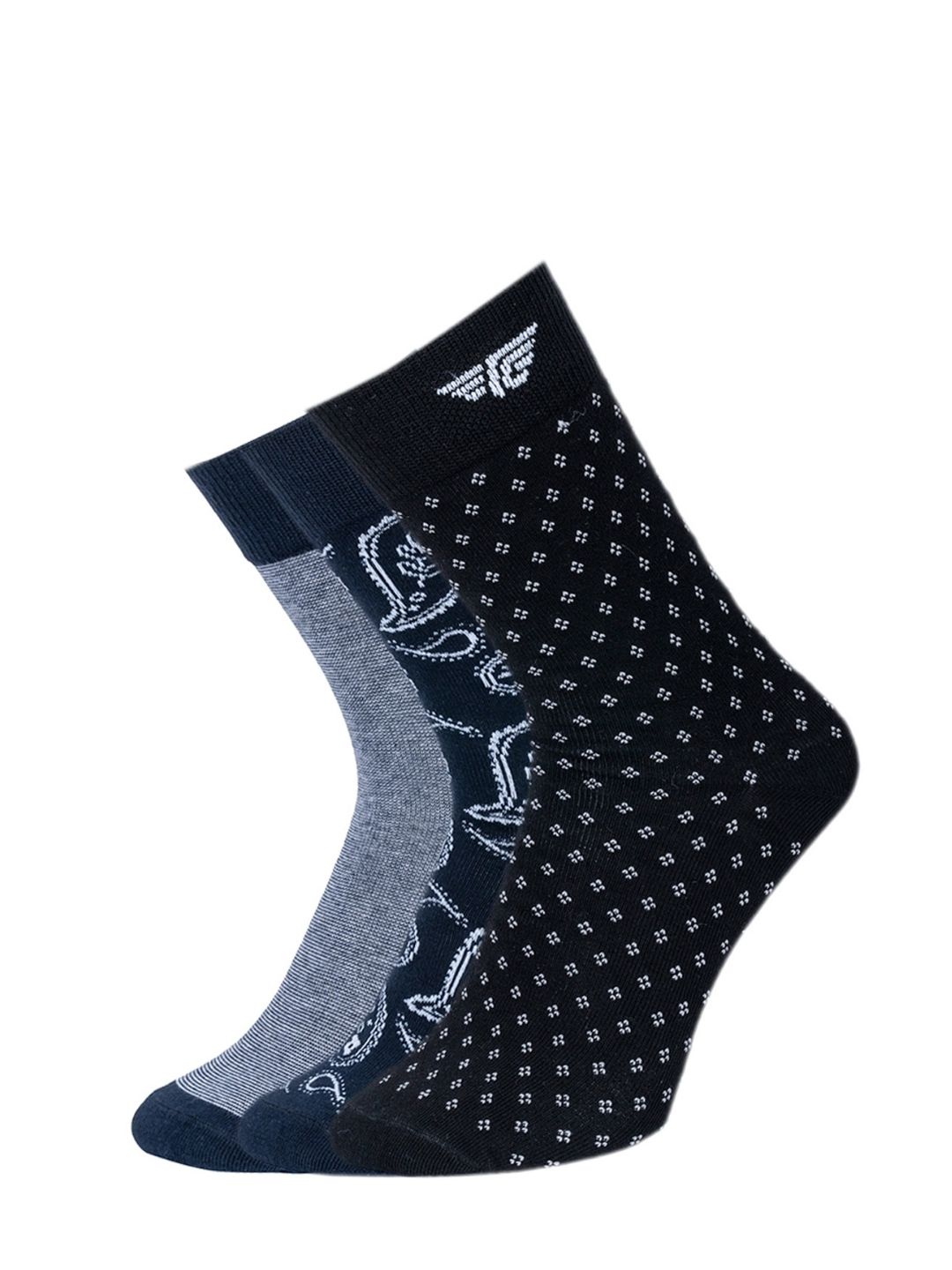 Red Tape Men Pack Of 3 Patterned Above Calf-Length Socks