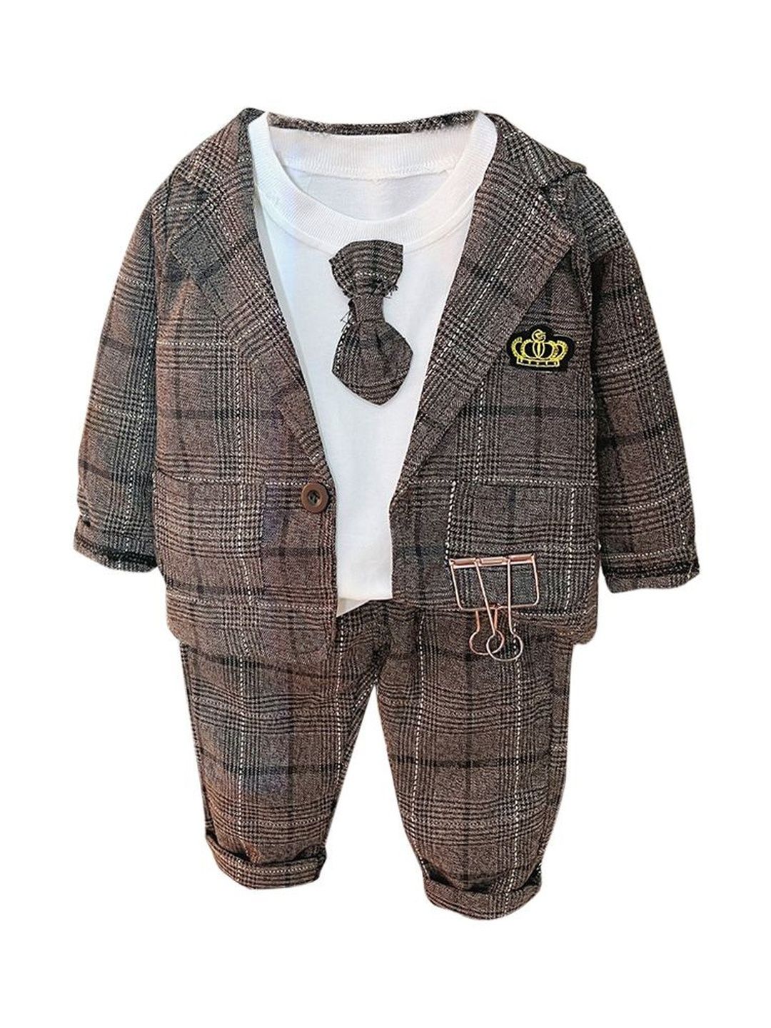 StyleCast x Revolte Boys Checked Coat with Trousers