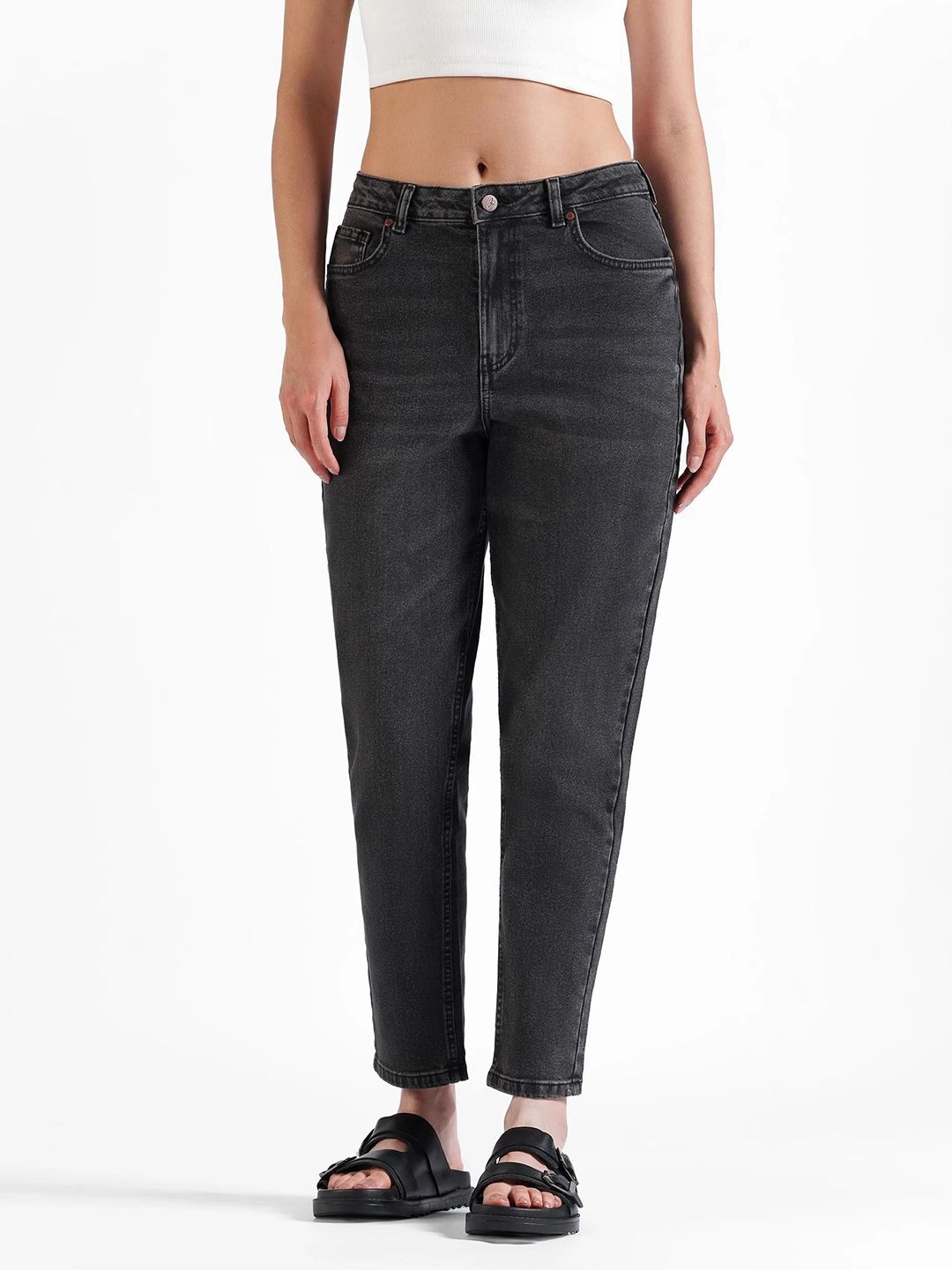 LOVEGEN Women Black Mom fit High Rise Jeans