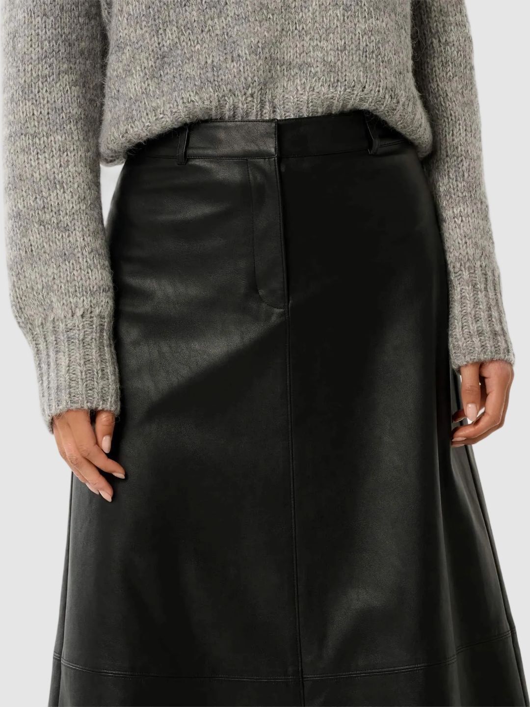 Solid Straight A-Line Midi Skirts