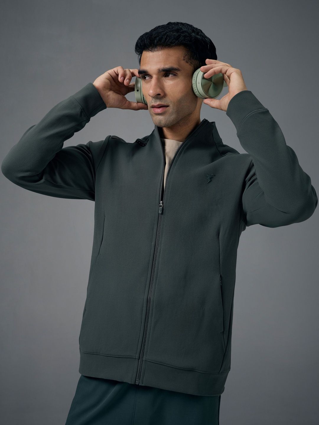 Technosport Men Mock Collar Solid Lightweight Sporty Jacket