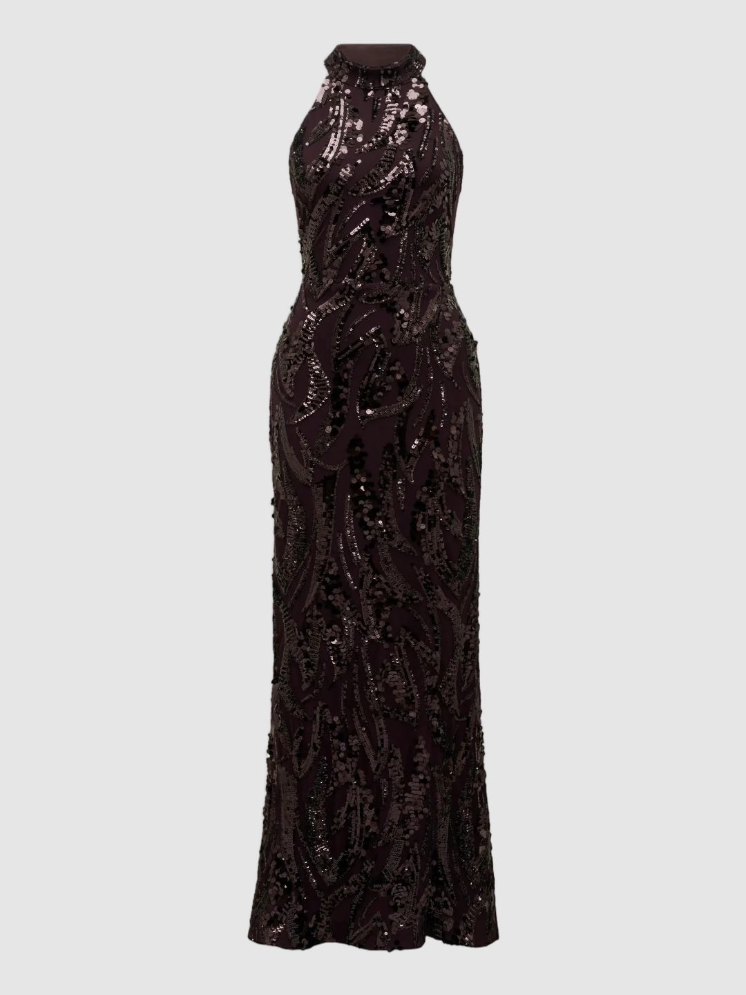 Embellished Halter Neck Sheath Maxi Dress