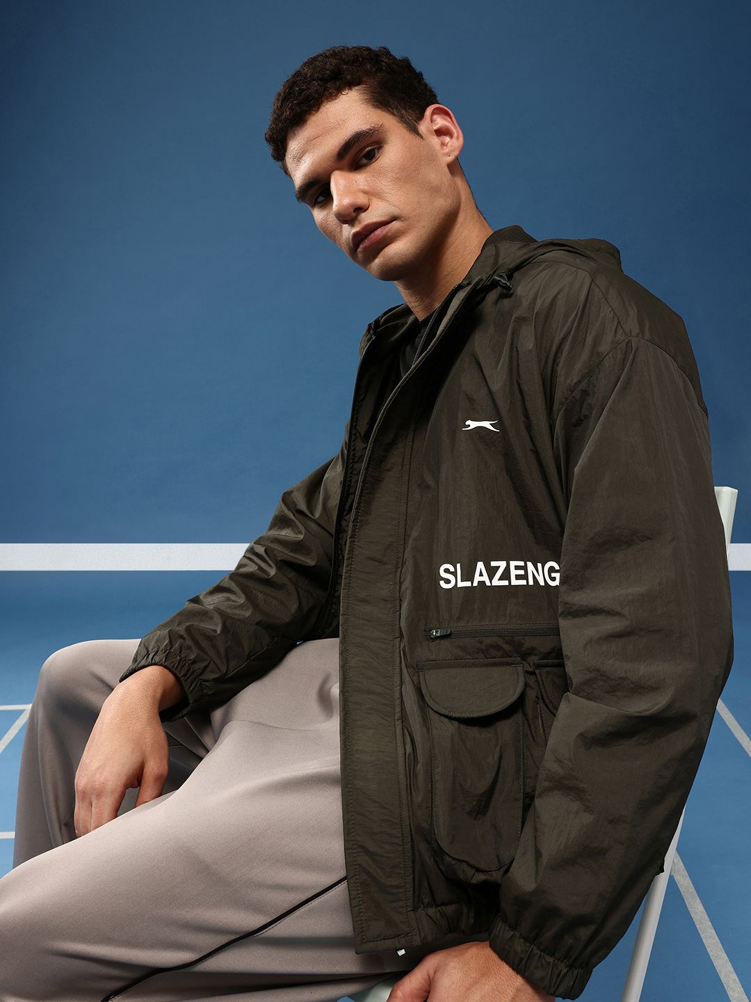 Slazenger Typography Outdoor Sporty Oversized Jacket
