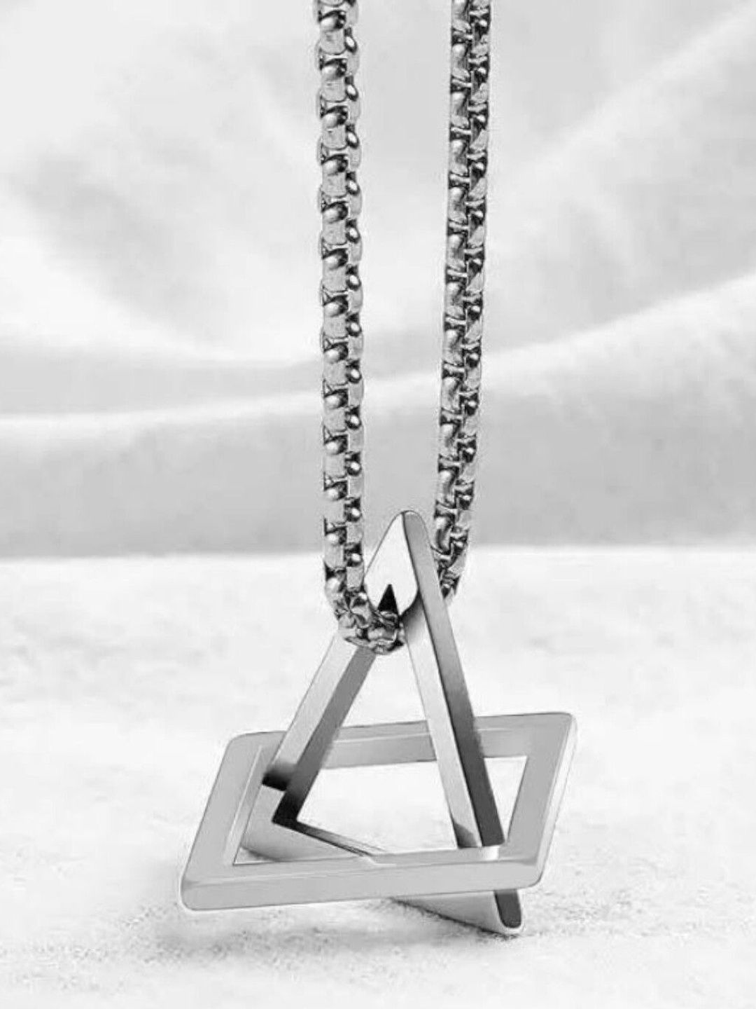 kazare Rhodium-Plated Geometric Pendants with Chains