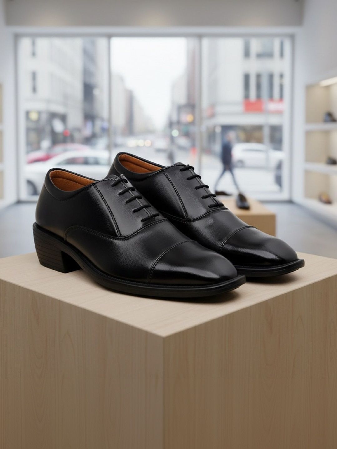 Bxxy Men Solid Heel Height Increasing Round Toe Formal Oxfords