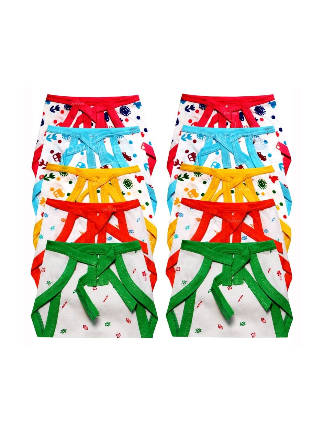 DON CARE Kids Pack Of 10 Printed Reusable Cotton Nappy