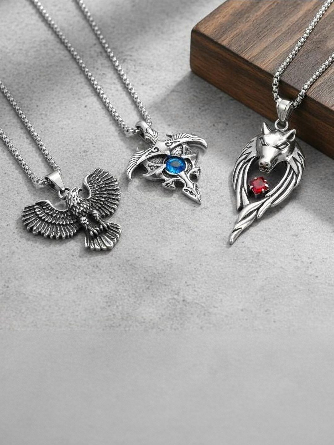kazare Rhodium-Plated Animal Shaped Pendants with Chains