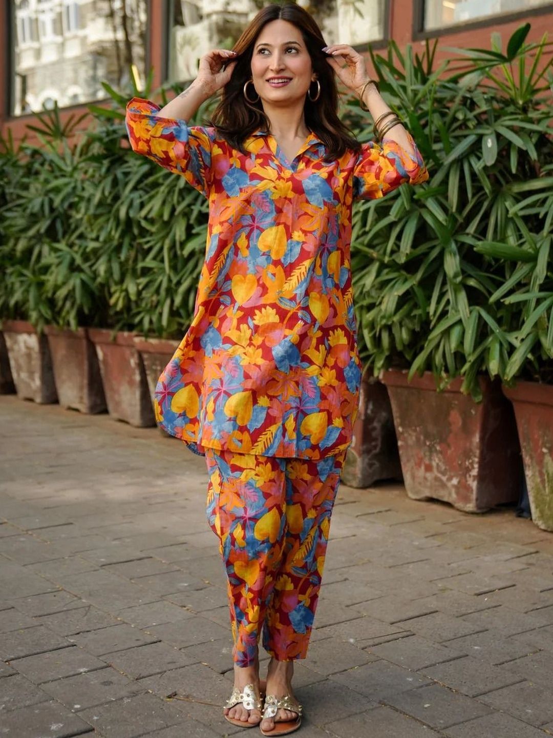HERE&NOW Floral Printed Tunic with Trousers