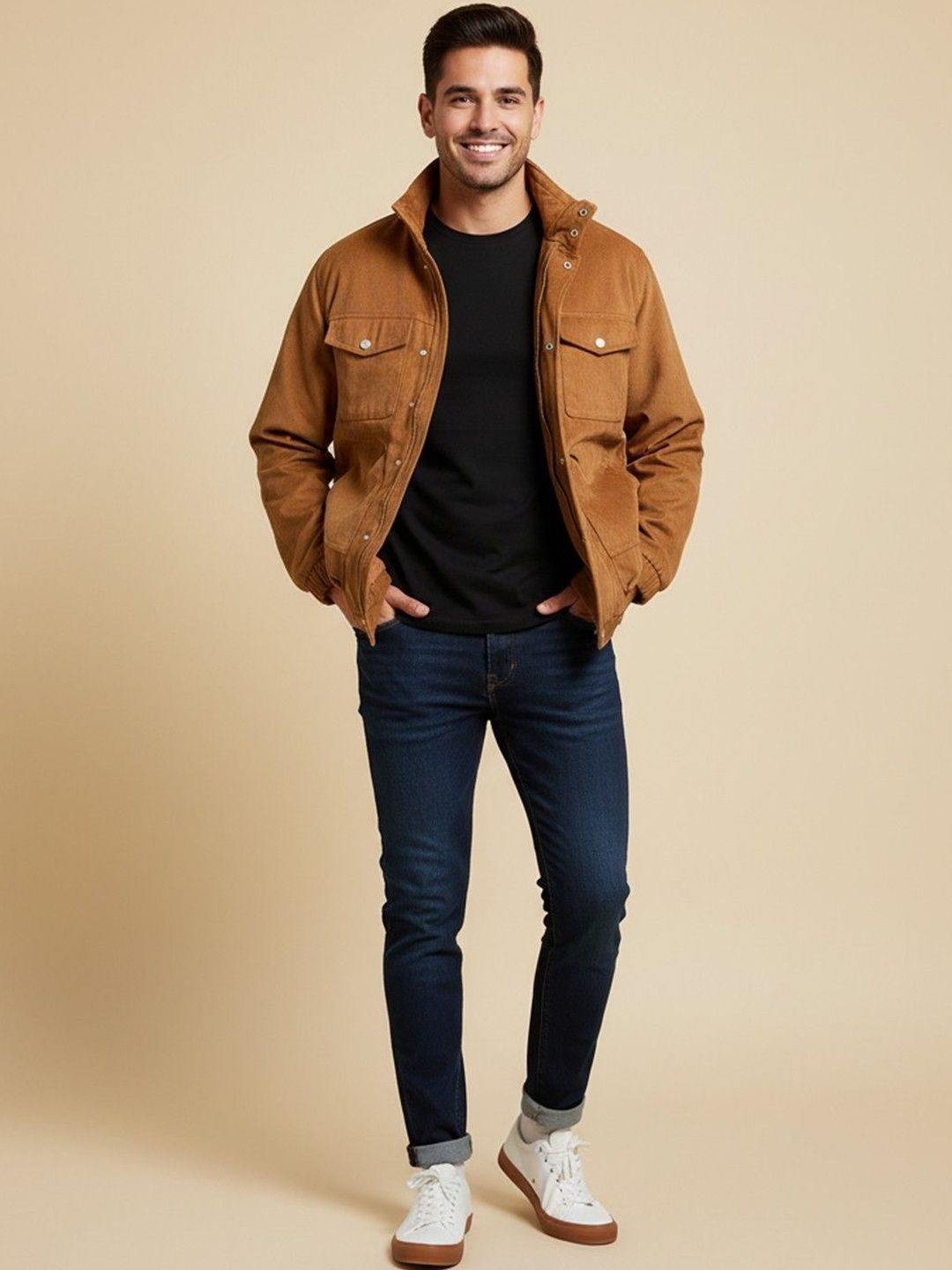 Mast & Harbour Stand Collar Cotton Tailored Jacket