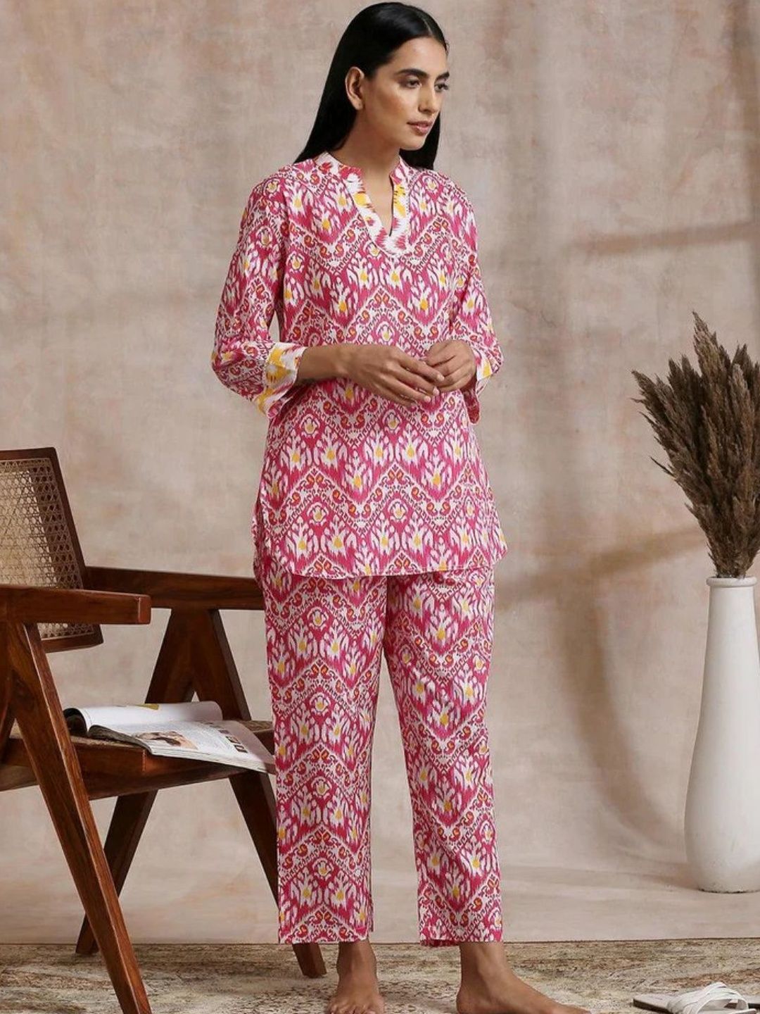 HERE&NOW Floral Printed Printed Tunic With Trouser