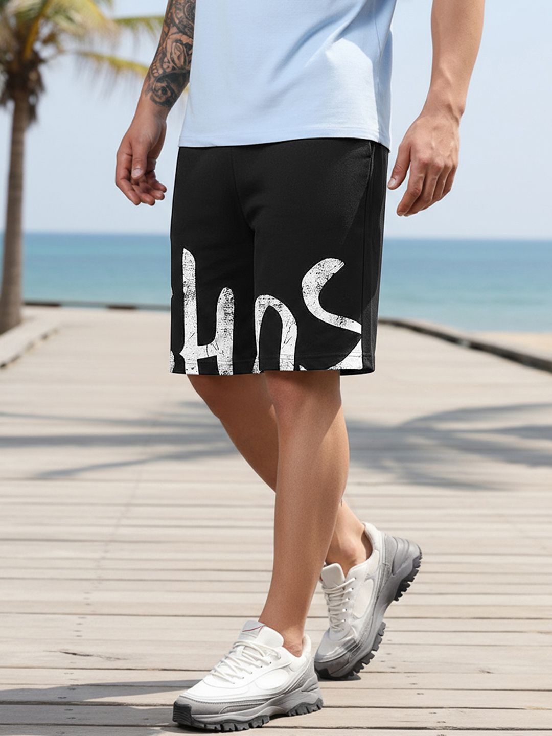 Buy Bewakoof Men Chaos Typography Printed Oversized Shorts