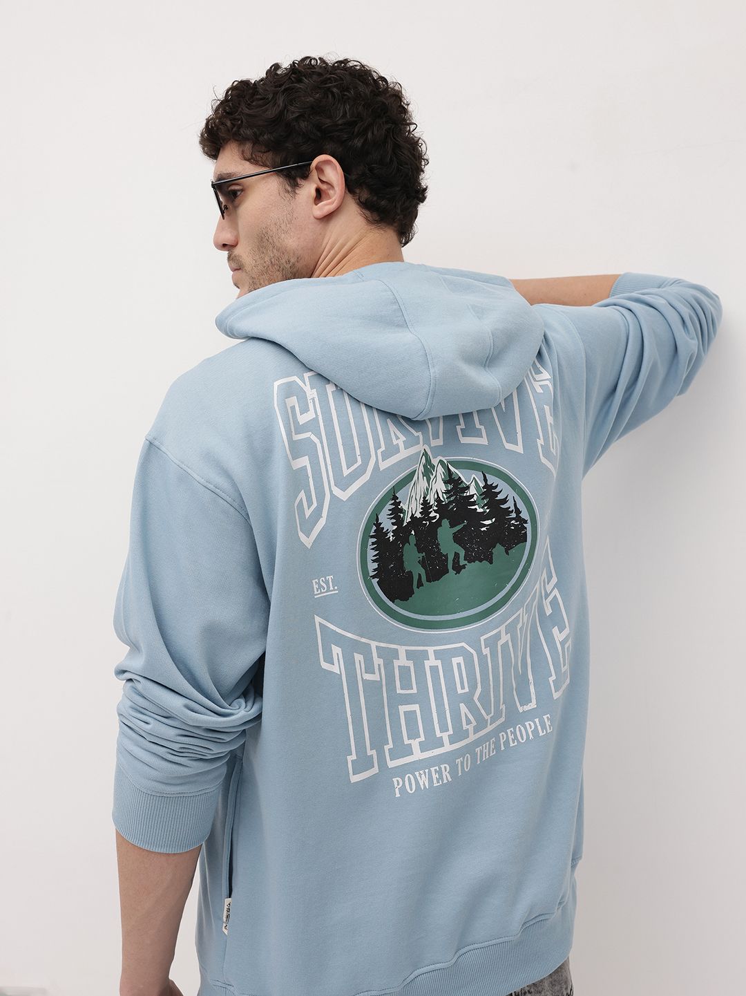 The Roadster Life Co. Printed Hooded Relaxed Sweatshirt