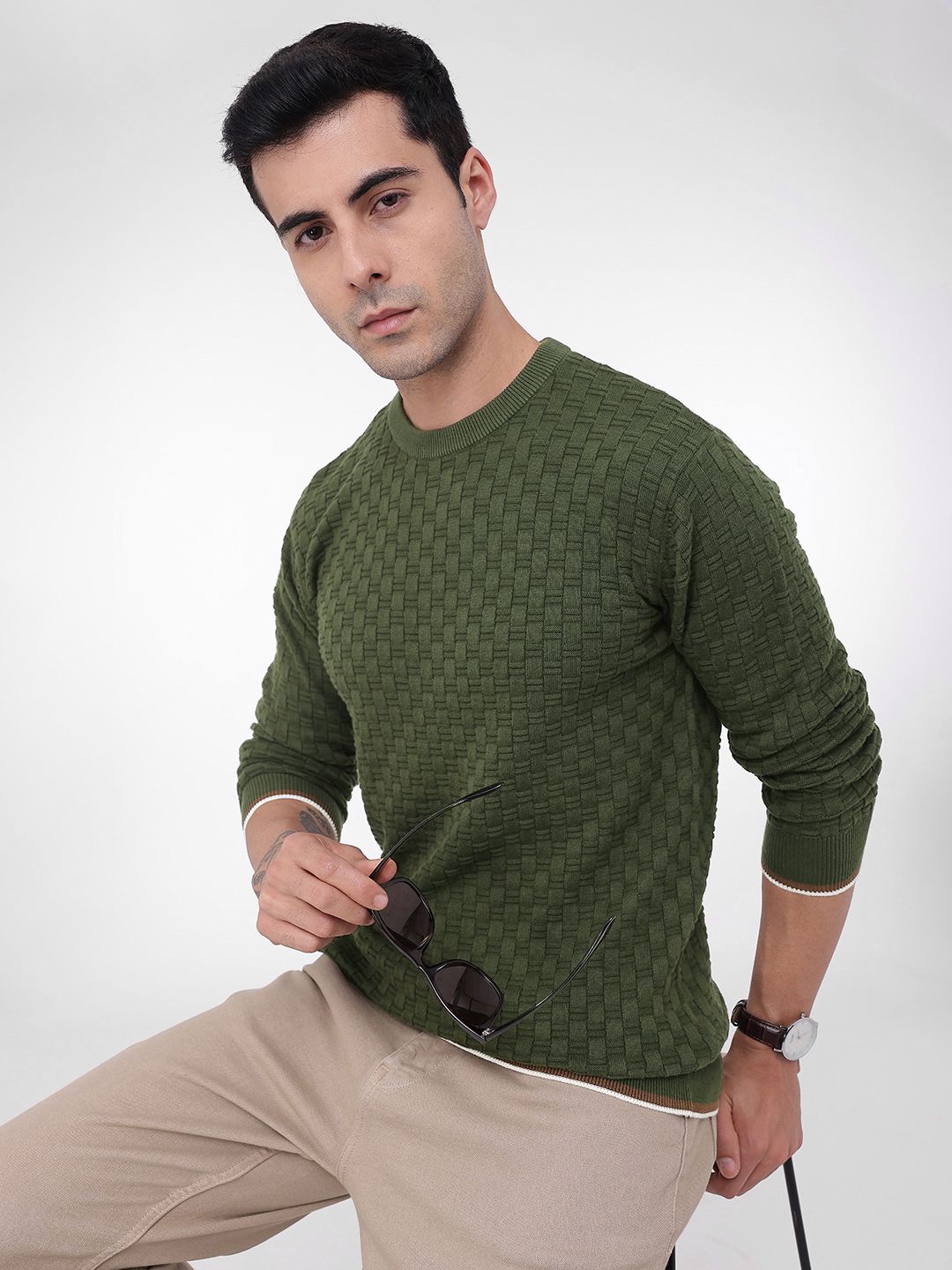 French Connection French Self Design Knitted Pullover Sweatshirt