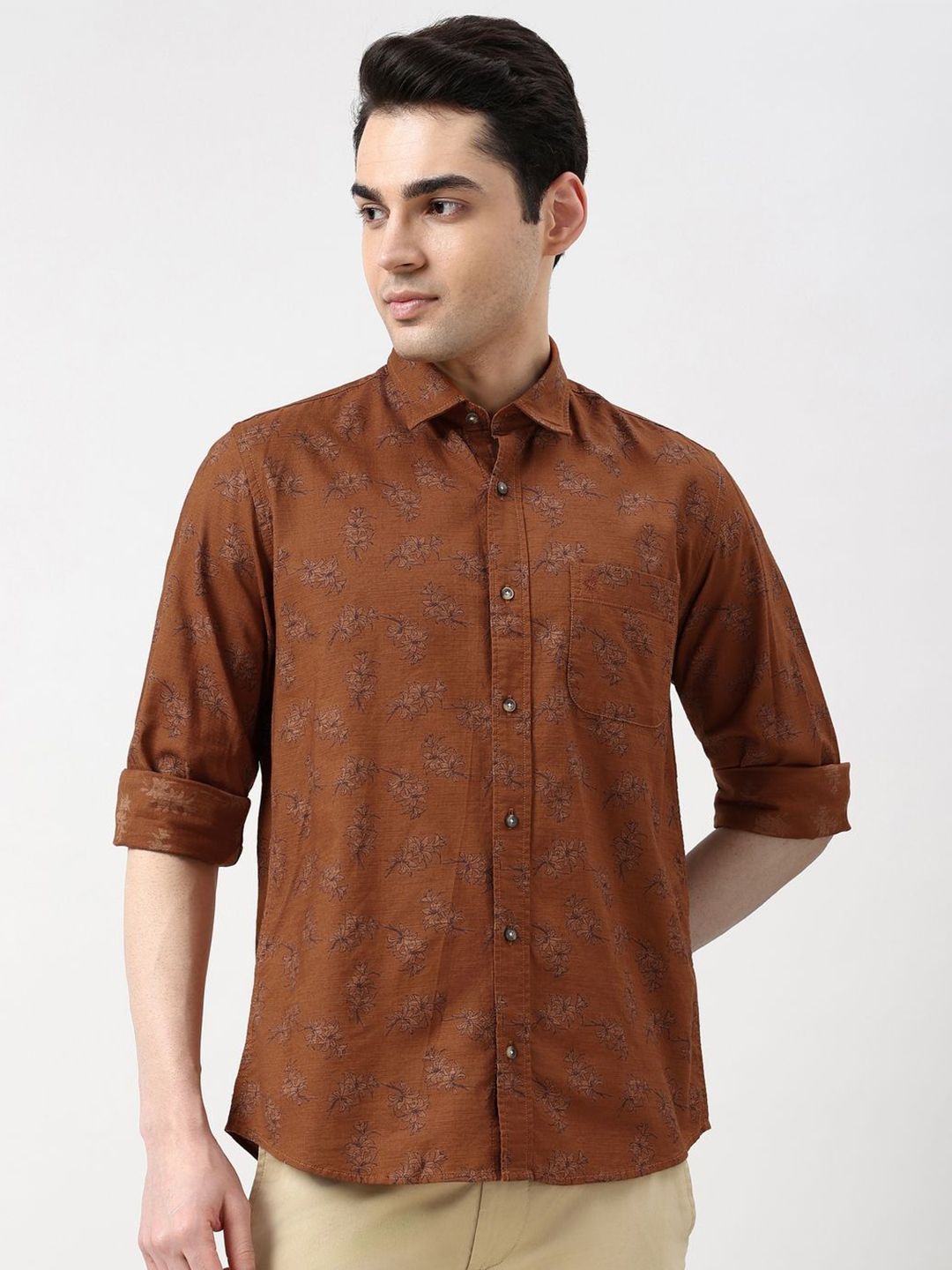Peter England Casuals Men Slim Fit Floral Printed Casual Shirt