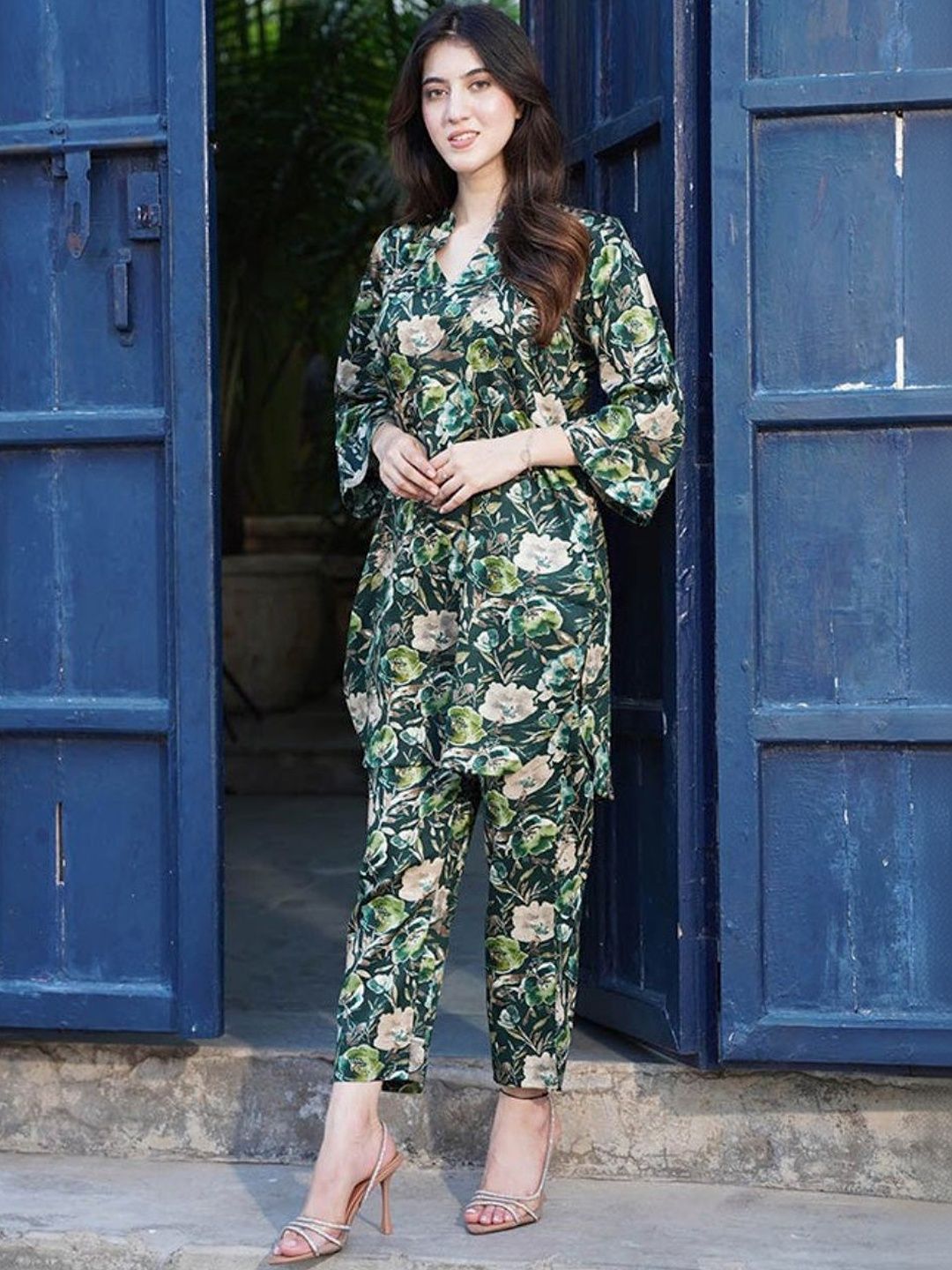 HERE&NOW Floral Printed Tunic With Trouser